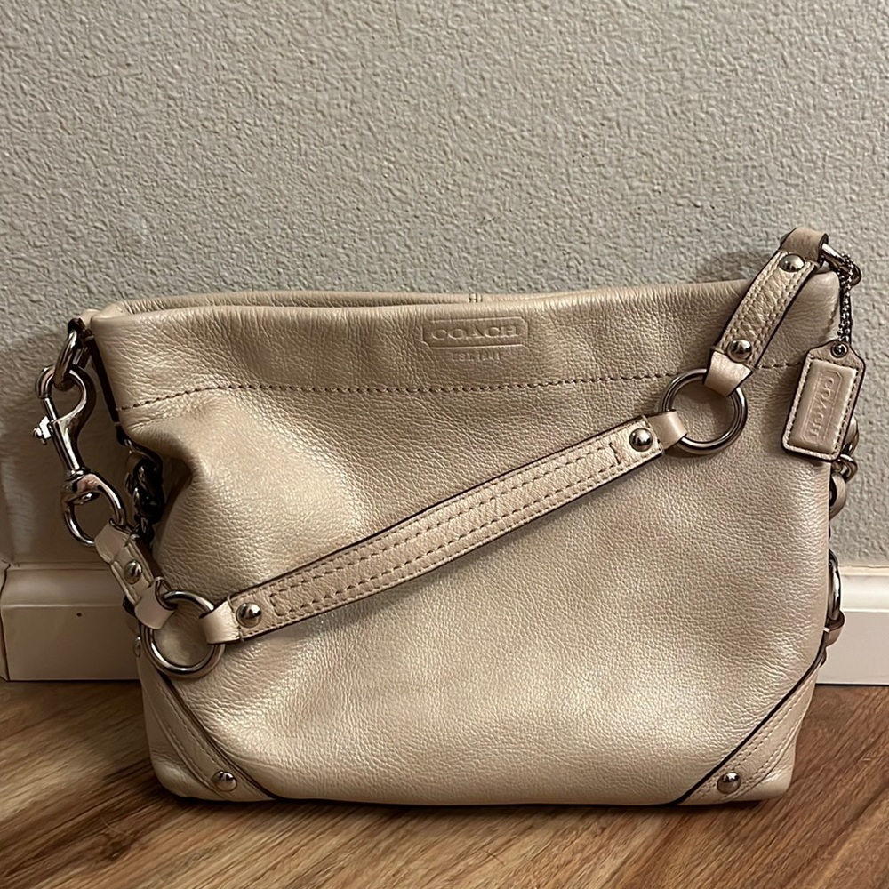 Coach Pearlescent Cream Shoulder Handbag 12x10